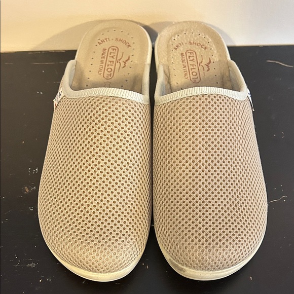 Fly Flot Shoes - Fly Floy Anti Shock Genuine Leather Beige Mesh Slip-On Shoes 39 8 Italy